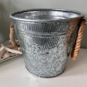 Galvanized Metal Ice Bucket for Drinks or Planter Pail with Rope Handles